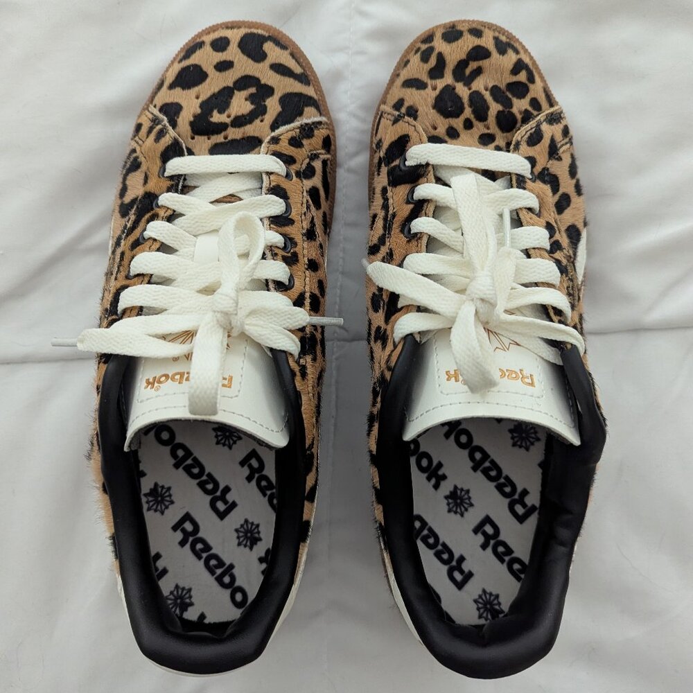 Reebok Women's Club C Grounds UK sneakers in cheetah print calf hair